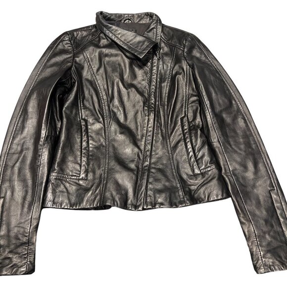 Danier Leather Women's Black Coat Jacket Size XS with Zippered Sleeve and Pocket - Picture 9 of 13